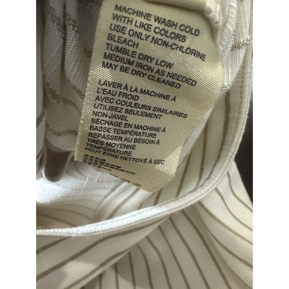 by Anthropologie Buttoned Wide Leg Pants Cream Stripe High Rise Ankle US Size 14 - Picture 10 of 13